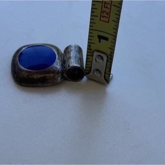 Sterling Silver 925 Blue Lapis Lazuli Square Pendant TC113 Signed Mexico - Picture 3 of 10